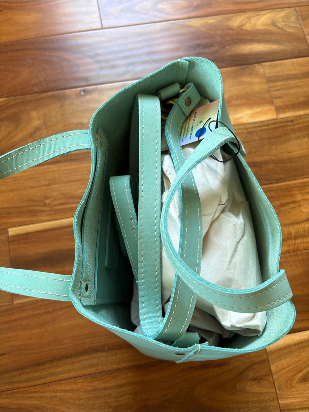 Portland Leather Goods Mint Classic Medium Crossbody Tote - Picture 5 of 9